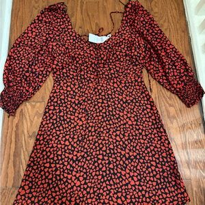 Red and black heart Topshop corset romantic grunge mini dress size 6 NWT